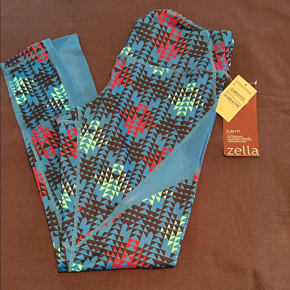 Zella Slim Fit Live-In Leggings in Blue Azure Run Geo Print